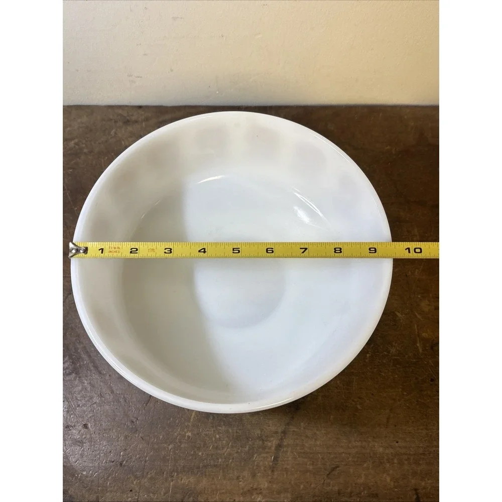 Vintage Federal Milk Glass Mixing Bowl 3 1/2 Quarts Square Sunflowers